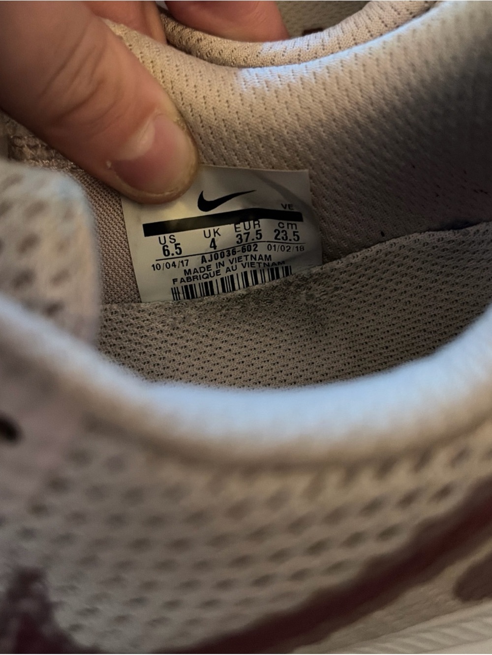 Nike Beige Mesh Sneakers with Burgundy Swoosh - Picture 4 of 5